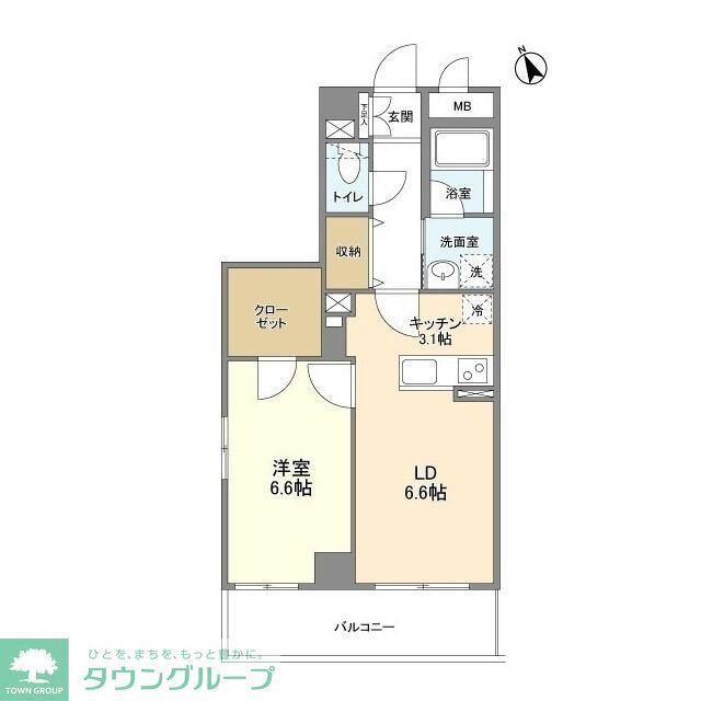 アスティオン高田(1LDK/4階)の間取り写真
