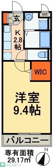エスポワール八汐(1K/2階)の間取り写真