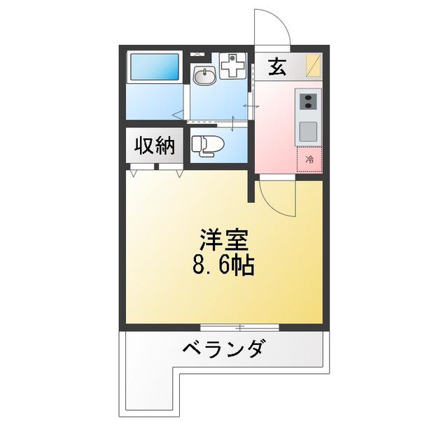 THE SUITE 横浜六浦(1K/2階)の間取り写真