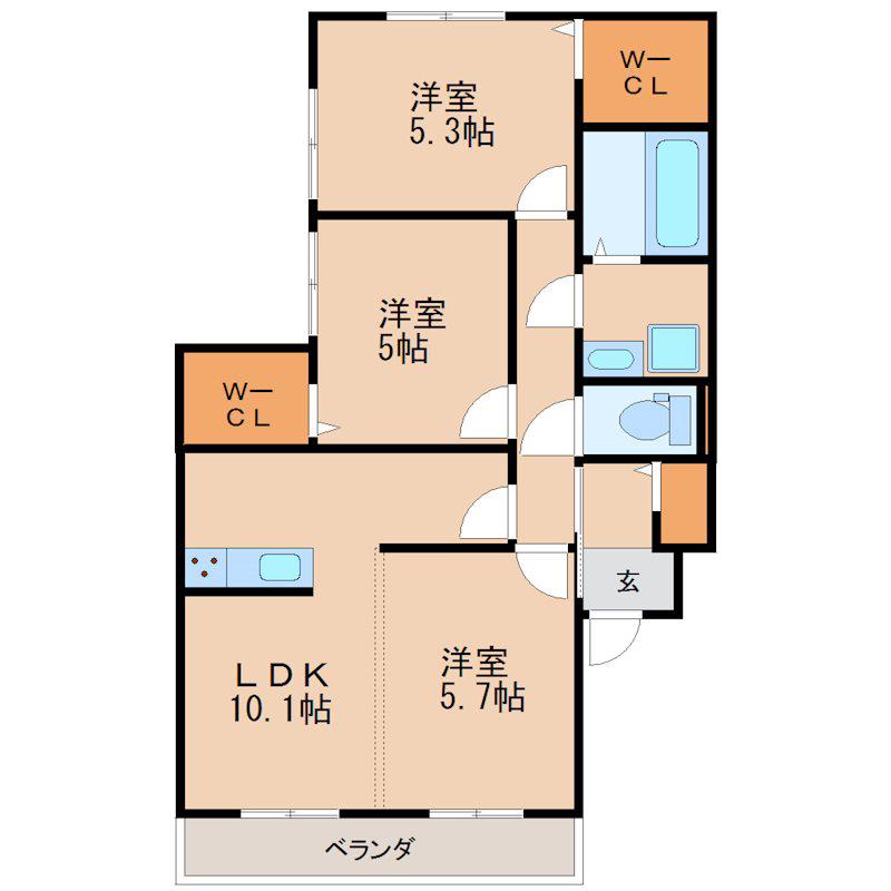 サニーコート田代(3LDK/2階)の間取り写真
