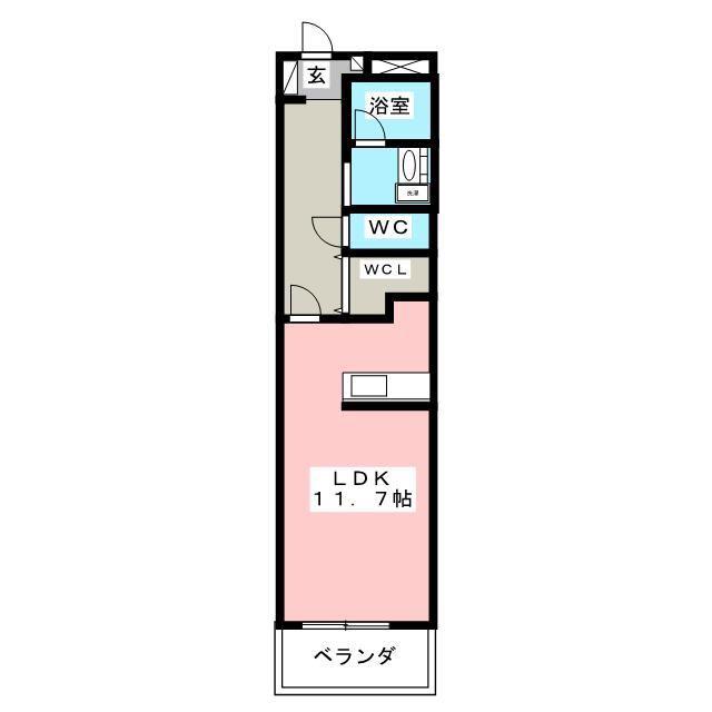 クレストE(ワンルーム/2階)の間取り写真