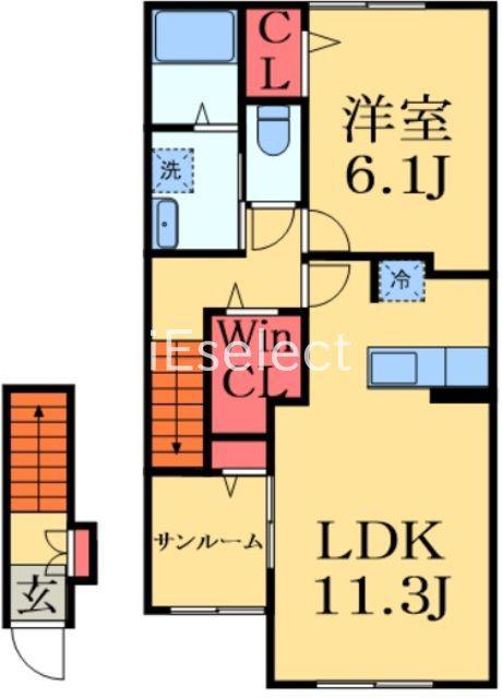 ビアンKT(1LDK/2階)の間取り写真