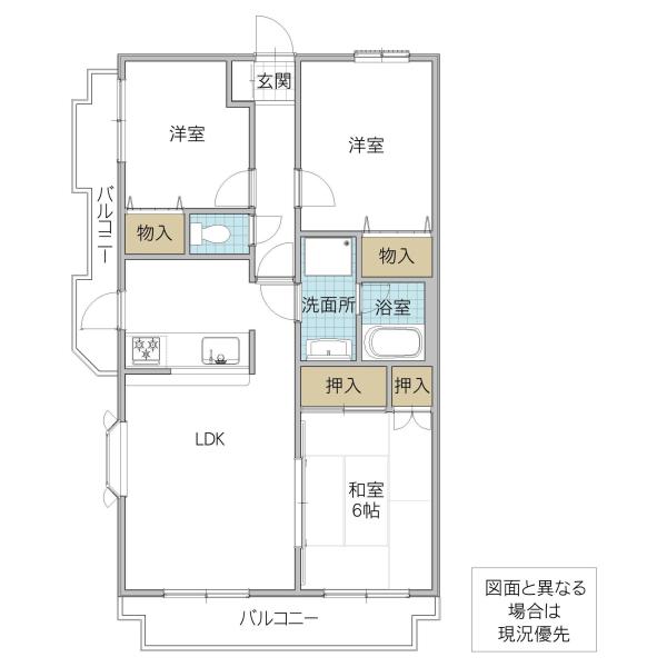 プレジデントヒル(3LDK/1階)の間取り写真