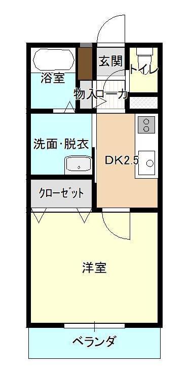 ディアコート五日町(1K/2階)の間取り写真