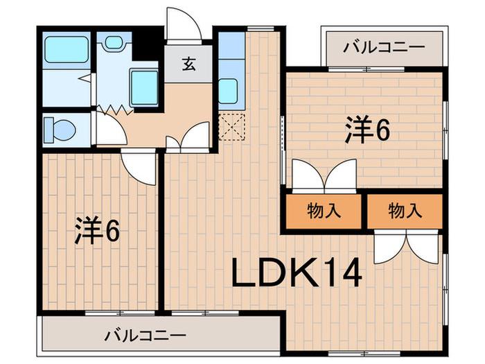 メゾンK・I 北棟(2LDK/2階)の間取り写真