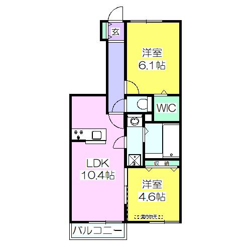 ガーデンベル ウエスト(2LDK/1階)の間取り写真