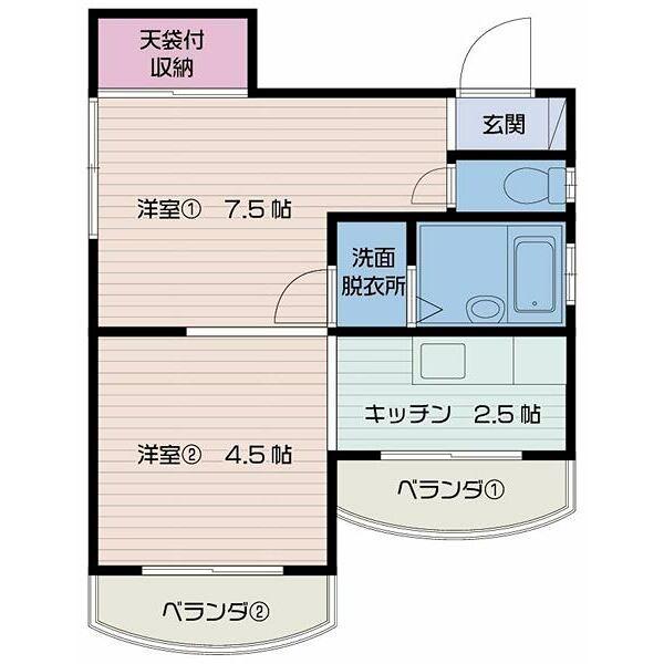 アイランド岡町(2K/3階)の間取り写真