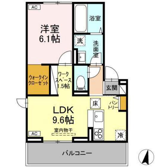 オーガスタ(1LDK/1階)の間取り写真