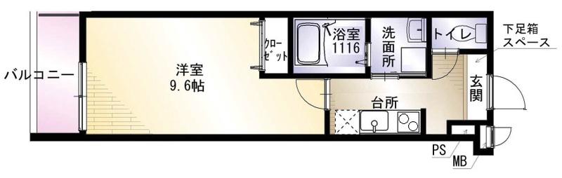シャルム コート(1K/2階)の間取り写真
