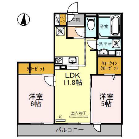 メゾン・リブハフト(2LDK/2階)の間取り写真