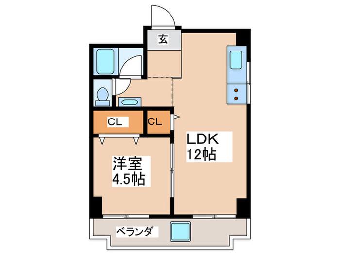 ハイム桜川(1LDK/2階)の間取り写真