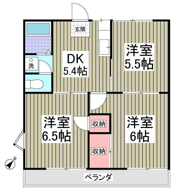 コーポ金子E棟(3K/2階)の間取り写真