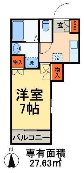 クレイン・みどり台(1K/2階)の間取り写真