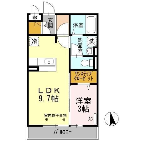 コム・シェ・ヴA(1LDK/3階)の間取り写真