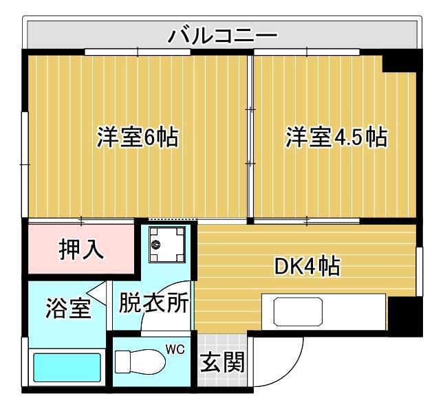 ファミール城西(2K/4階)の間取り写真