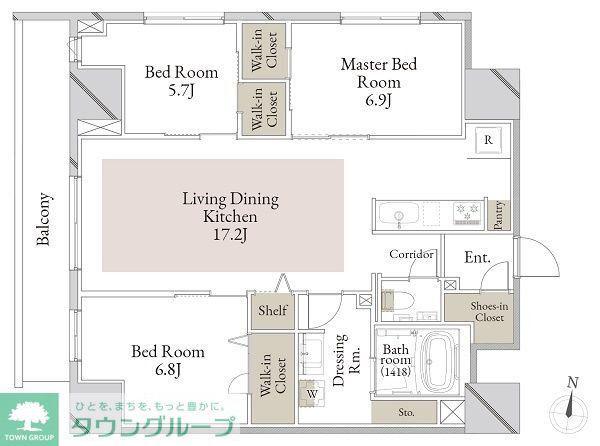スカイテラス南大塚(3LDK/9階)の間取り写真