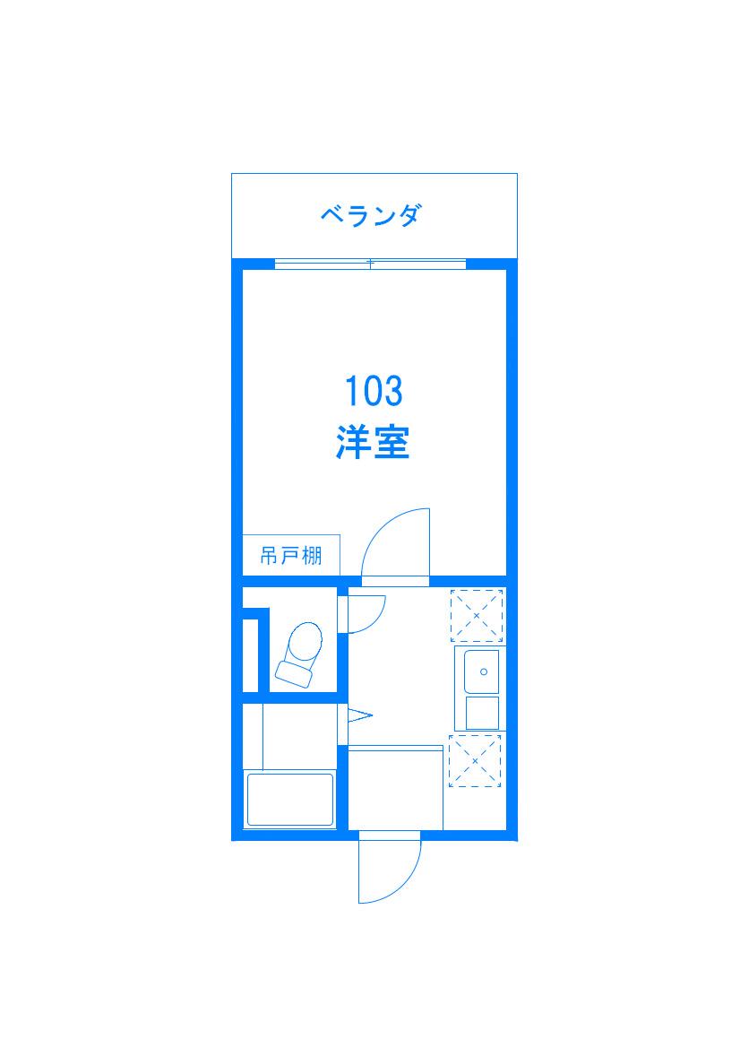 モンステラ登戸(1K/1階)の間取り写真