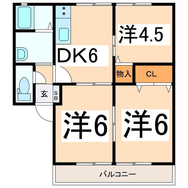 ビューハイム(3DK/1階)の間取り写真
