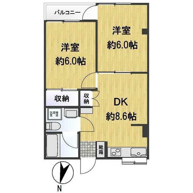 ハビタント51(2DK/3階)の間取り写真