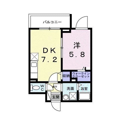 中宮町マンション(1DK/2階)の間取り写真