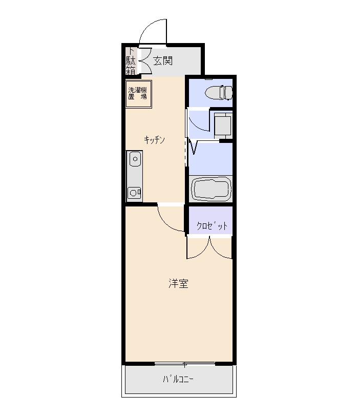 駅前マンション銚子(1K/5階)の間取り写真