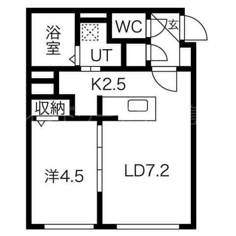 ル・コリドール平岸(1LDK/3階)の間取り写真