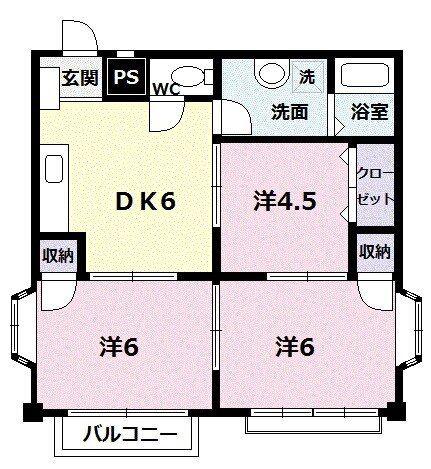 エレガンスハイツII(3DK/2階)の間取り写真