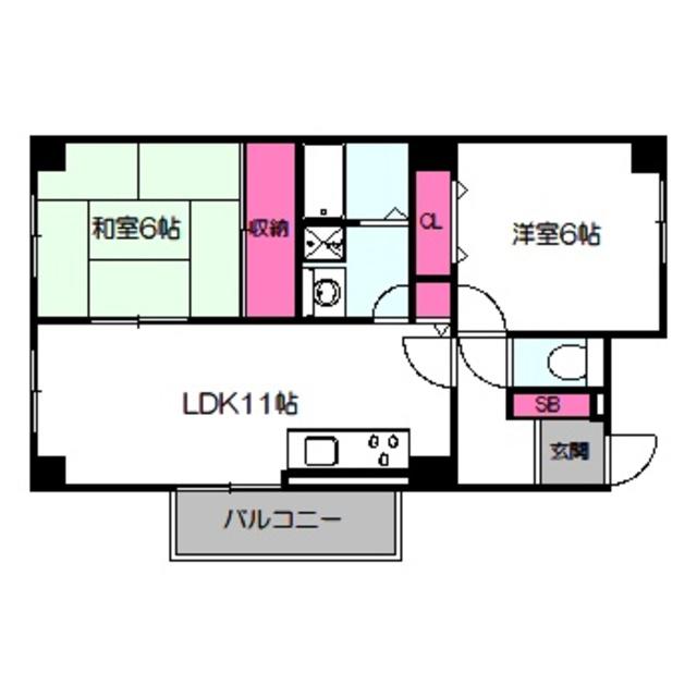 ゴールドクレスト京橋(2LDK/3階)の間取り写真