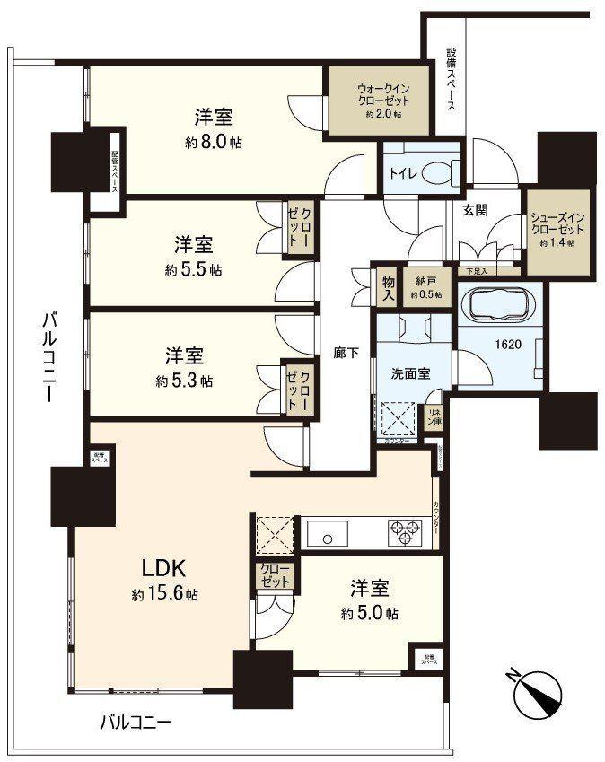 HITOTO広島 THE TOWER(4LDK/4階)の間取り写真