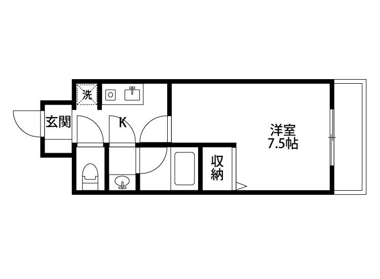 夢ランドワイズテラス笹口(1K/4階)の間取り写真