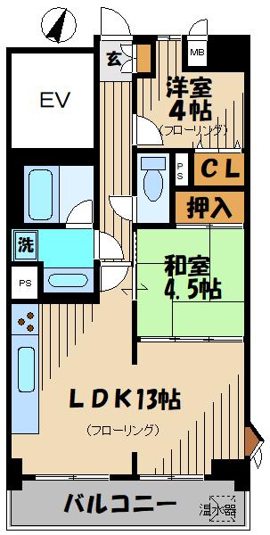 ライオンズマンション東所沢第2(2LDK/2階)の間取り写真