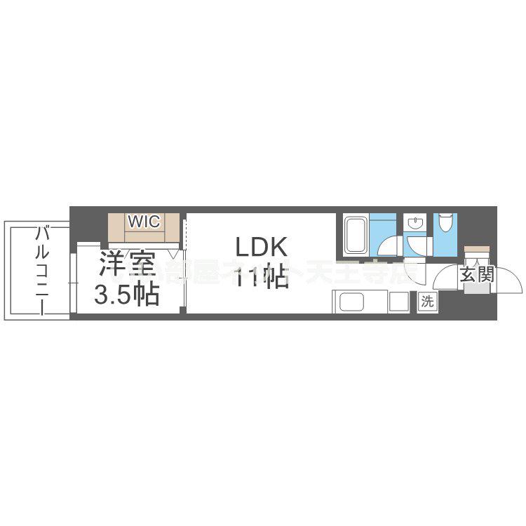 ブエナビスタ難波タワー(1LDK/13階)の間取り写真