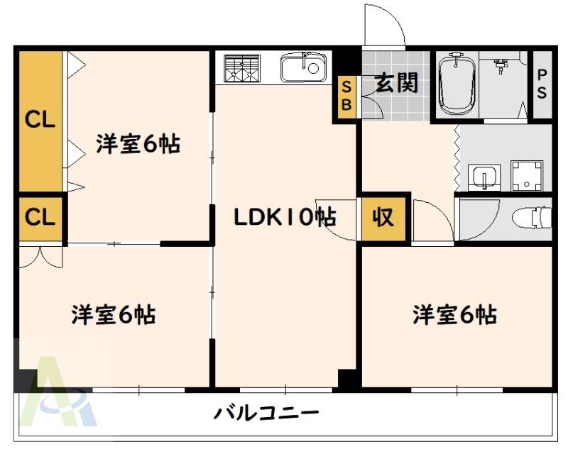 ユートピア21(3LDK/2階)の間取り写真