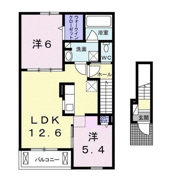 パルティールΒ(2LDK/2階)の間取り写真