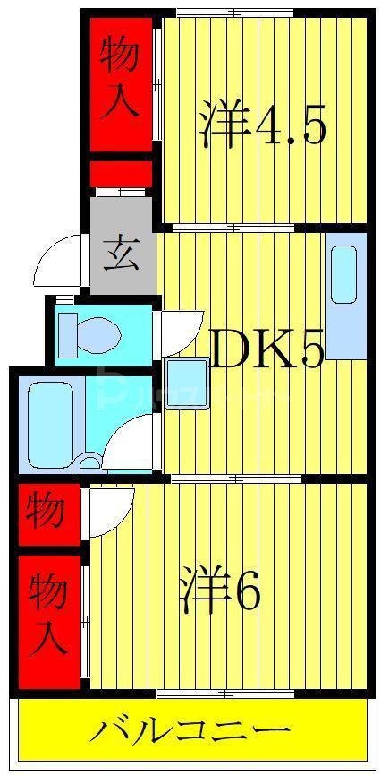 ヤマサイコーポ3号棟(2K/2階)の間取り写真