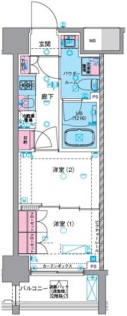 GENOVIA浅草VISKYGARDEN(2K/9階)の間取り写真