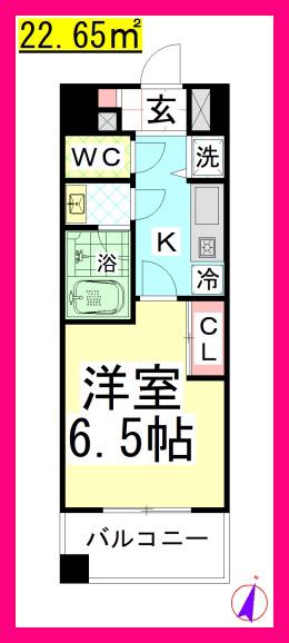 HU パティオ湘南(1K/7階)の間取り写真