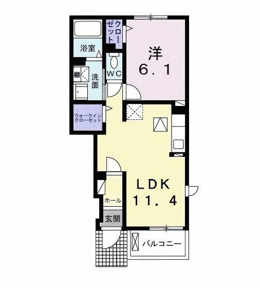 プロスペラーレ(1LDK/1階)の間取り写真