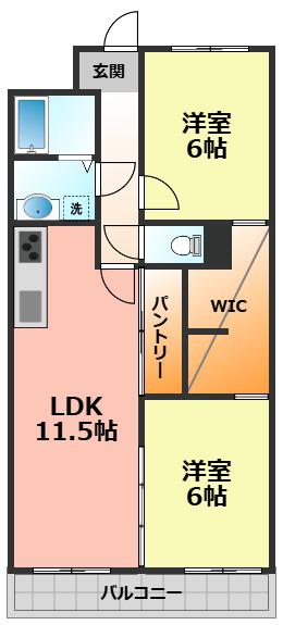 メゾン新西町(2LDK/1階)の間取り写真