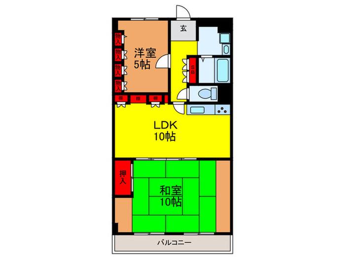 ネオコーポ門真(2LDK/10階)の間取り写真