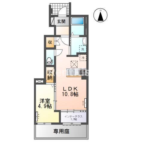 名鉄名古屋本線 新木曽川駅 徒歩24分 2階建 新築(1LDK/1階)の間取り写真