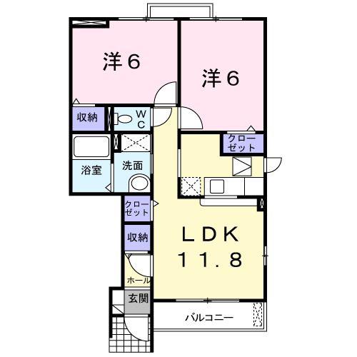 セレーノI(2LDK/1階)の間取り写真