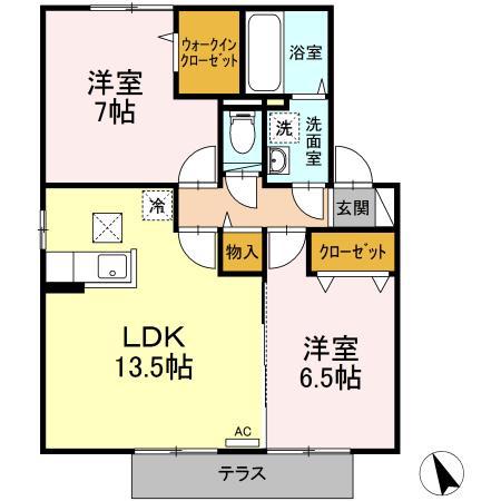 サンフィオーレ(2LDK/2階)の間取り写真