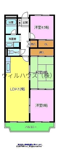 パストラル羽衣(3LDK/3階)の間取り写真