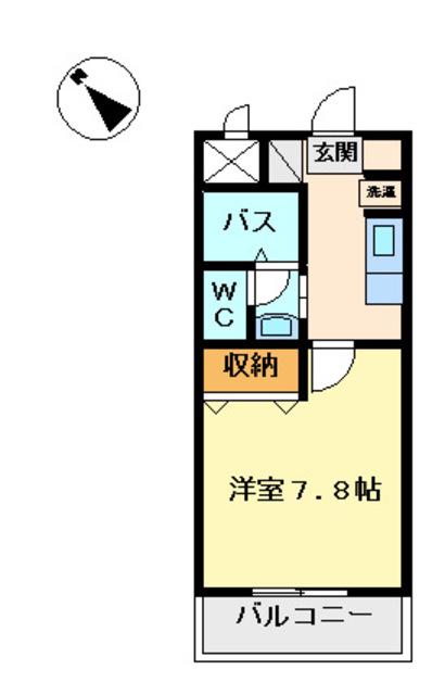 ラヴィーナ弐番館(1K/1階)の間取り写真
