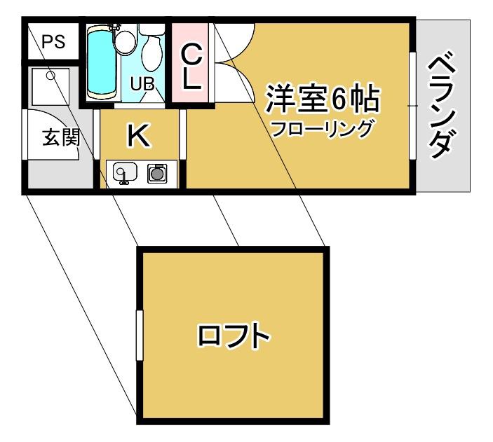 プレアール天神(1K/2階)の間取り写真