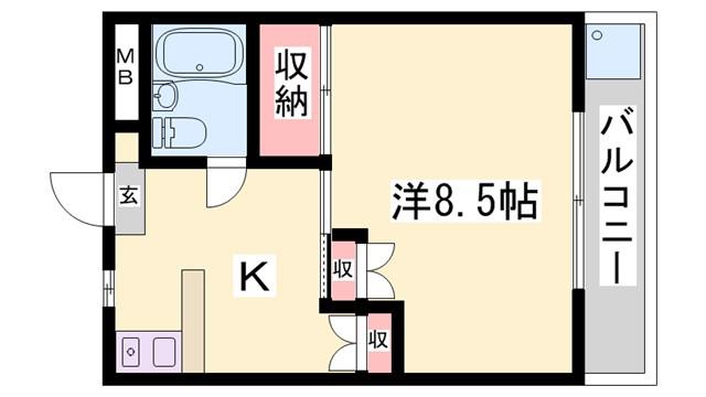 グランシード高田台北棟(1K/2階)の間取り写真