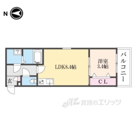 ジーメゾン京都九条ミオリア(1LDK/3階)の間取り写真