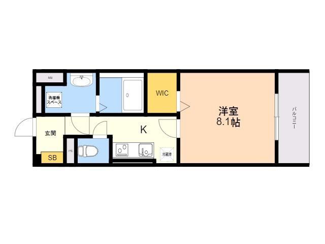 AP L-TAGE西新(1K/6階)の間取り写真