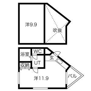 アルカサール(1LDK/3階)の間取り写真